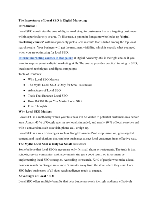 The Importance of Local SEO in Digital Marketing