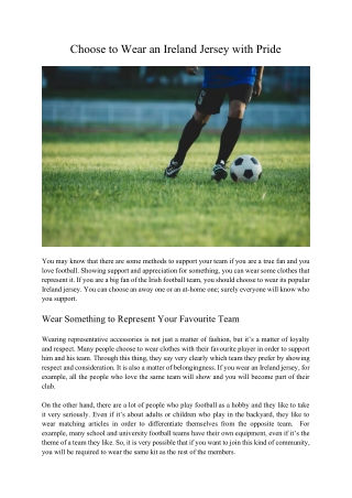 Choose to Wear an Ireland Jersey with Pride