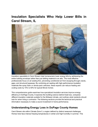 Insulation Specialists Who Help Lower Bills in Carol Stream, IL
