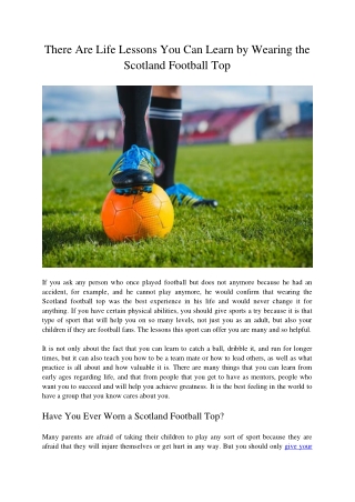 There Are Life Lessons You Can Learn by Wearing the Scotland Football Top