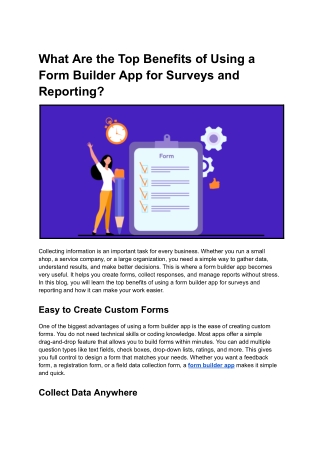 Top Benefits of Using a Form Builder App for Surveys and Reporting