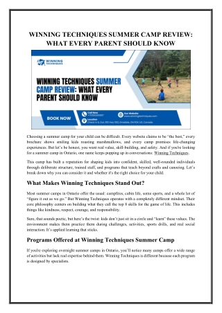 What Parents Need to Know About Winning Techniques Summer Camp