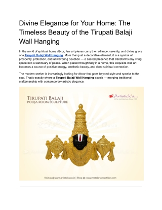 The Timeless Beauty of the Tirupati Balaji Wall Hanging