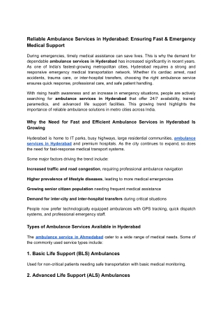 Reliable Ambulance Services in Hyderabad_ Ensuring Fast & Emergency Medical Support