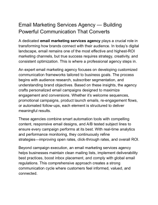 Email Marketing Services Agency