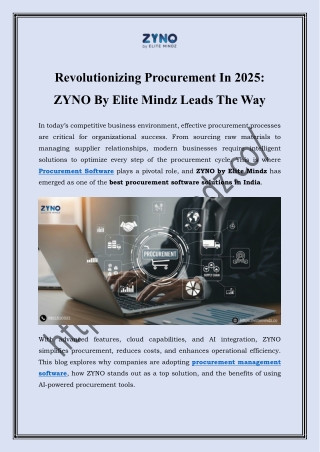 Best Procurement Management Software In 2025 | ZYNO By Elite Mindz