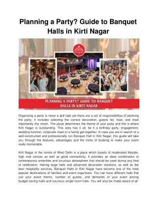 Premium Banquet Hall in Kirti Nagar for Grand Events