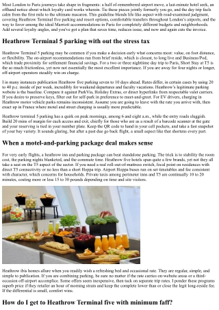 Heathrow Terminal five Parking and Paris Marriott Stays: A Seamless Trip Plan
