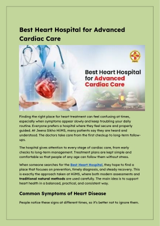 Best Heart Hospital for Advanced Cardiac Care