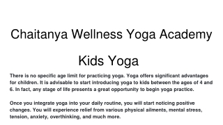 Chaitanya Wellness Yoga Academy kids yoga