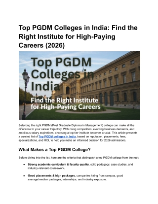 Top PGDM Colleges in India_ Find the Right Institute for High-Paying Careers (2026)