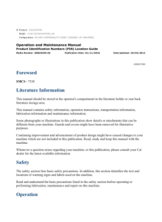 Caterpillar CAT 313D CR EXCAVATOR (LCE00001-UP) Operation and Maintenance Manual Instant Download