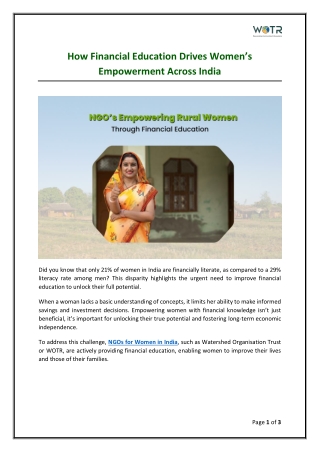 How Financial Education Drives Women’s Empowerment Across India