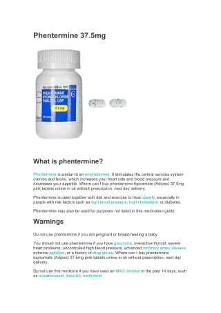 Phentermine 37.5mg