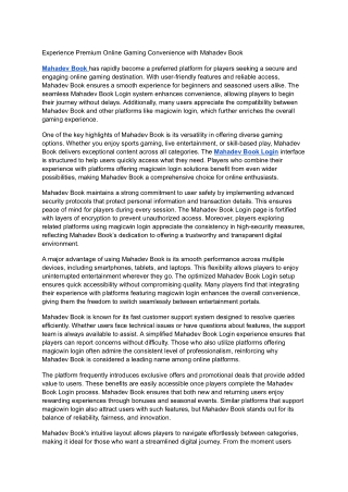 Experience Premium Online Gaming Convenience with Mahadev Book