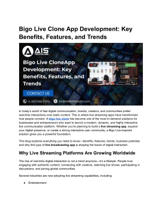 Bigo Live Clone App Development Key Benefits, Features, and Trends