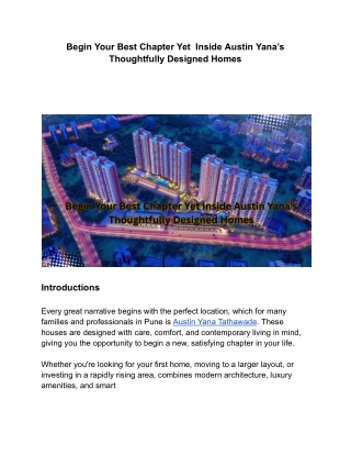 Austin Yana Tathawade – Luxury 2, 3 & 4 BHK Homes in Pune