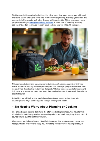How Meal Plan Delivery in Dubai Helps You Stay Consistent with Your Diet Goals