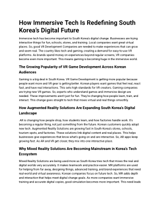 How Immersive Tech Is Redefining South Korea’s Digital Future