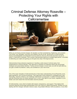Criminal Defense Attorney Roseville | Callcramerlaw Experts