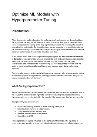 Optimize ML Models with Hyperparameter Tuning