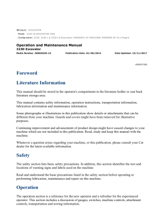 Caterpillar CAT 323D LN EXCAVATOR (CWG00001-UP) Operation and Maintenance Manual Instant Download