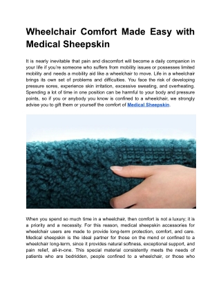 Wheelchair Comfort Made Easy with Medical Sheepskin