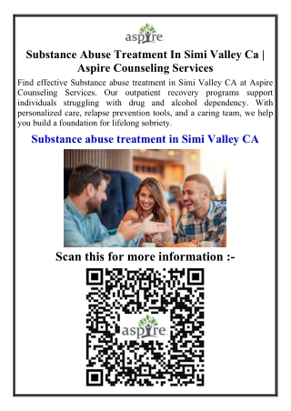 Substance Abuse Treatment In Simi Valley Ca Aspire Counseling Services