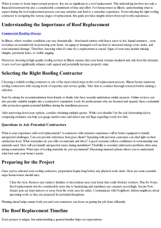 What To Expect During Your Roof Replacement Process In Illinois.