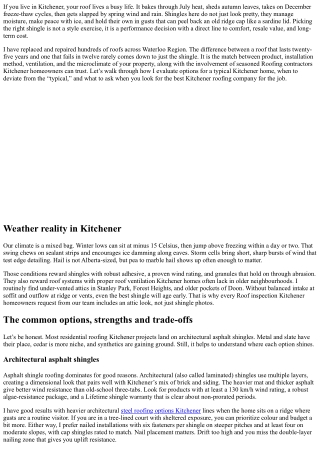 Kitchener Residential Roofing: Choosing the Perfect Shingle