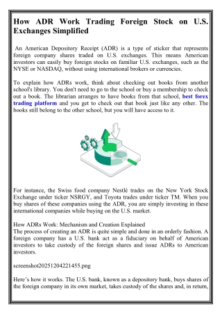 How ADR Work Trading Foreign Stock on U.S. Exchanges Simplified
