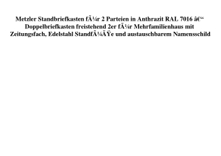 4124 Metzler Standbriefkasten fÃƒÂ¼r 2 Parteien in Anthrazit RAL 7016 Ã¢Â€Â“ Doppelbriefkasten freistehe