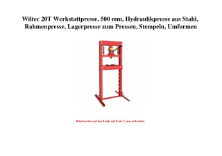 5898 Wiltec 20T Werkstattpresse  500 mm  Hydraulikpresse aus Stahl  Rahmenpresse  Lagerpresse zum Presse