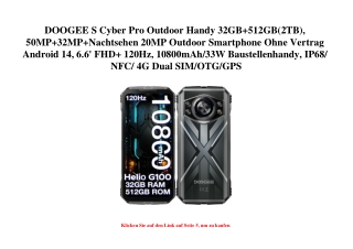 5641 DOOGEE S Cyber Pro Outdoor Handy 32GB 512GB 2TB   50MP 32MP Nachtsehen 20MP Outdoor Smartphone Ohne