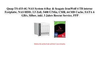 6275 Qnap TS-433-4G NAS System 4-Bay   Seagate IronWolf 4 TB interne Festplatte  NAS HDD  3.5 Zoll  5400