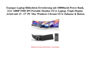 8332 Teamgee Laptop Bildschirm Erweiterung mit 10000mAh Power Bank  15.6' 1080P FHD IPS Portable Monitor