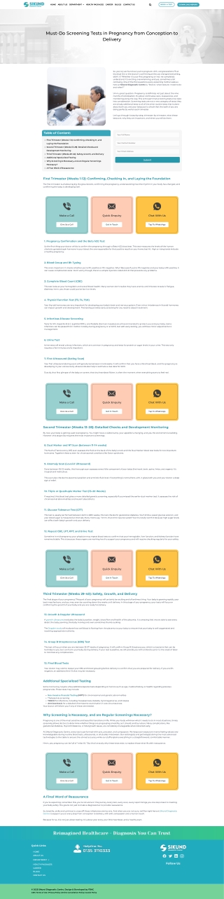 Screening Tests in Pregnancy from Conception to Delivery