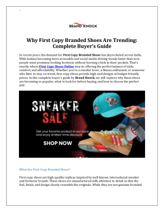 Why First Copy Branded Shoes Are Trending- Complete Buyer’s Guide