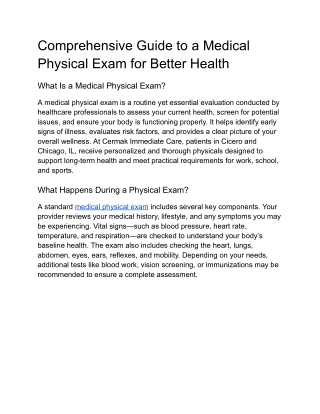 Comprehensive Guide to a Medical Physical Exam for Better Health