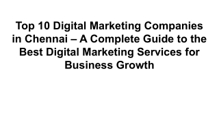 Top 10 Digital Marketing Companies in Chennai – A Complete Guide to the Best Dig