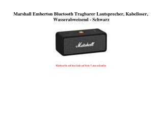 0692 Marshall Emberton Bluetooth Tragbarer Lautsprecher  Kabelloser  Wasserabweisend - Schwarz 