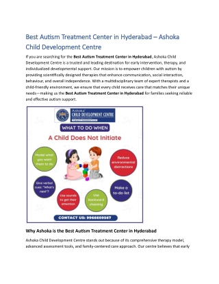 Best Autism Treatment Center in Hyderabad