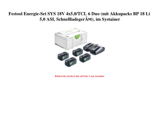 5547 Festool Energie-Set SYS 18V 4x5 0 TCL 6 Duo  mit Akkupacks BP 18 Li 5 0 ASI  SchnellladegerÃƒÂ¤t