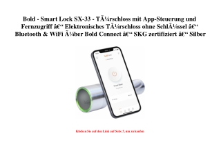2685 Bold - Smart Lock SX-33 - TÃƒÂ¼rschloss mit App-Steuerung und Fernzugriff Ã¢Â€Â“ Elektronisches TÃƒ