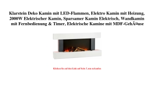 0019 Klarstein Deko Kamin mit LED-Flammen  Elektro Kamin mit Heizung  2000W Elektrischer Kamin  Sparsame