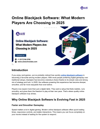 Online Blackjack Software_ What Modern Players Are Choosing in 2025