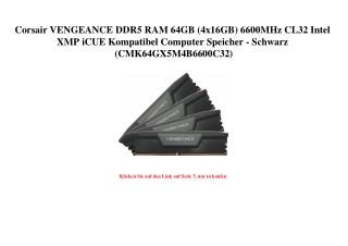 0517 Corsair VENGEANCE DDR5 RAM 64GB  4x16GB  6600MHz CL32 Intel XMP iCUE Kompatibel Computer Speicher -