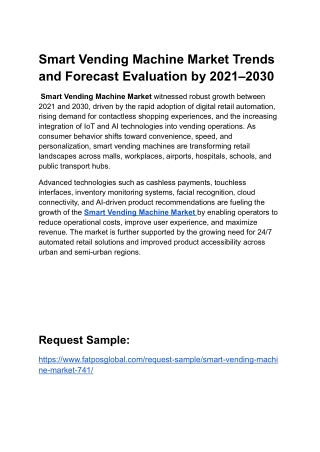 Smart Vending Machine Market Trends and Forecast Evaluation by 2021–2030