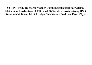 0860 YYUINU 100L Tragbarer Mobiler Dusche Durchlauferhitzer 2000W Elektrische Dusche Smart LCD-Panel 24-