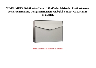 7291 ME-FA MEFA Briefkasten Letter 112  Farbe Edelstahl  Postkasten mit Sicherheitsschloss  Designbriefk